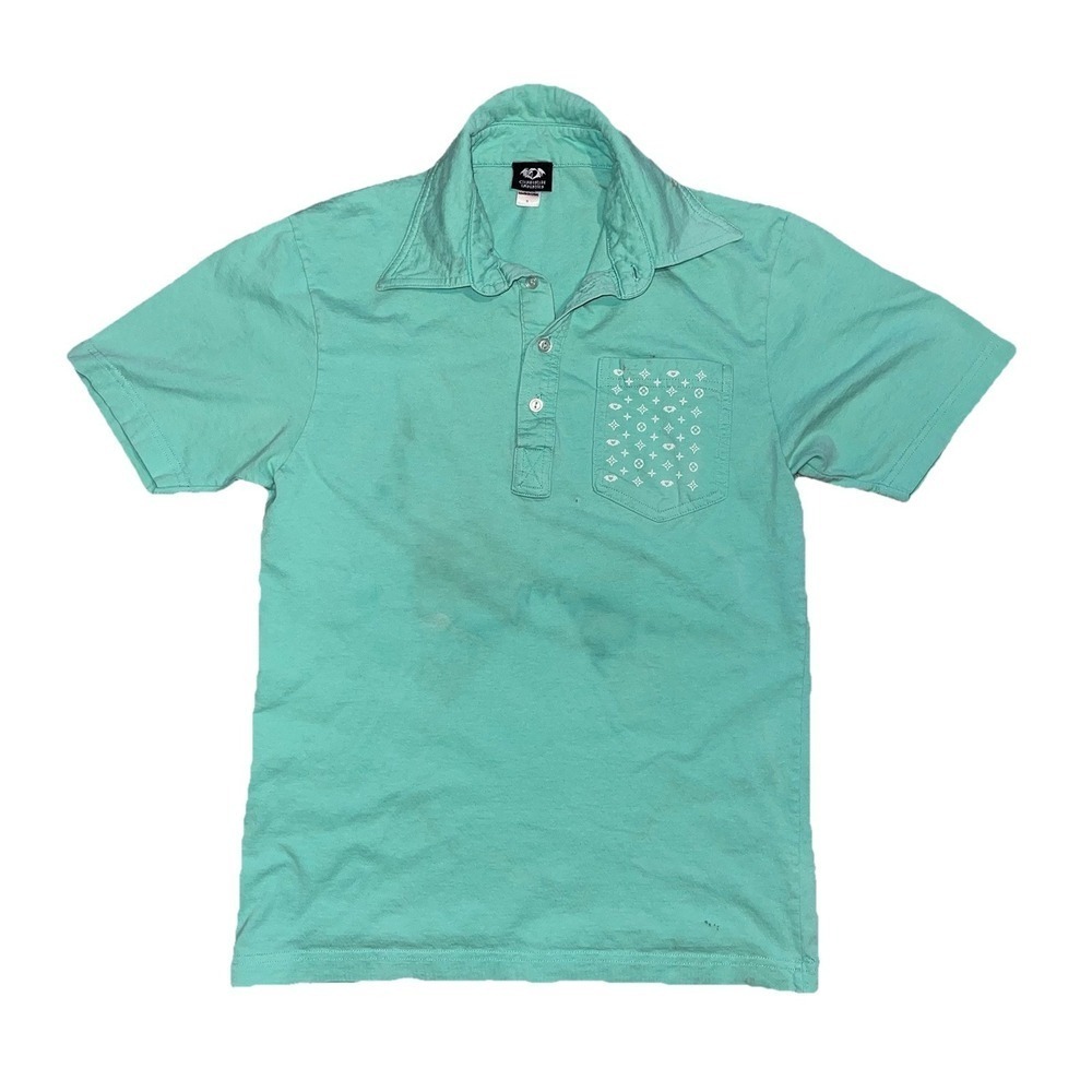Vintage Y2K Clandestine Teal Polo Shirt Small Pete Wentz‎ Used Flaws